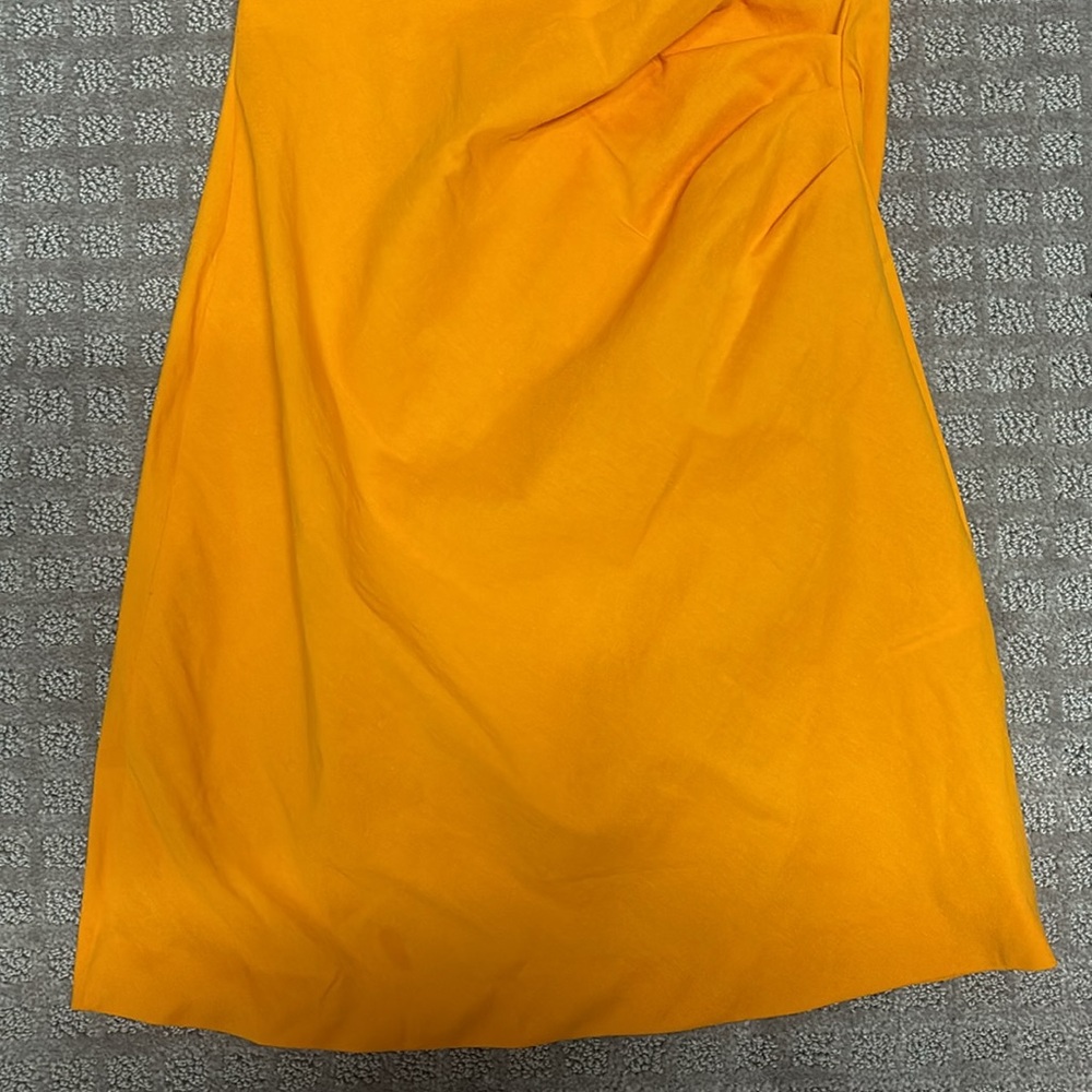 Zara Orange Tangerine Draped Linen Blend Mini Dress Size XS - Picture 7 of 10